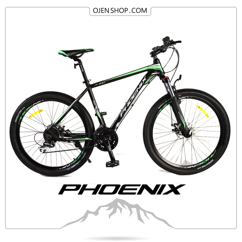 دوچرخه phoenix فونیکس ۲۶ اینچ ، ۲۱ دنده لوازم شیمانو اصلی مدل phoenix zk300 رنگ مشکی سبز